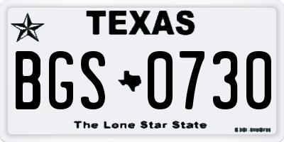 TX license plate BGS0730