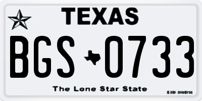 TX license plate BGS0733