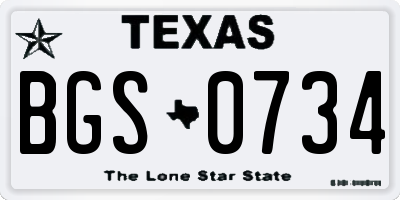TX license plate BGS0734