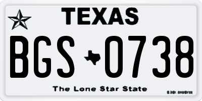 TX license plate BGS0738
