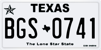 TX license plate BGS0741