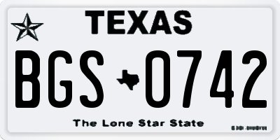 TX license plate BGS0742