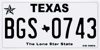TX license plate BGS0743