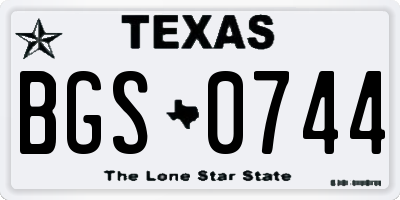 TX license plate BGS0744