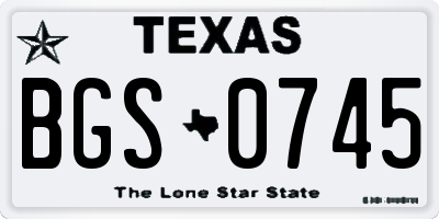 TX license plate BGS0745