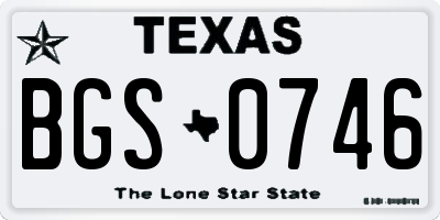 TX license plate BGS0746
