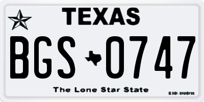 TX license plate BGS0747