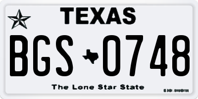 TX license plate BGS0748
