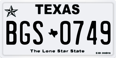 TX license plate BGS0749