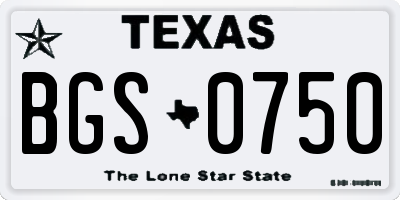 TX license plate BGS0750