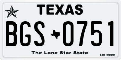 TX license plate BGS0751