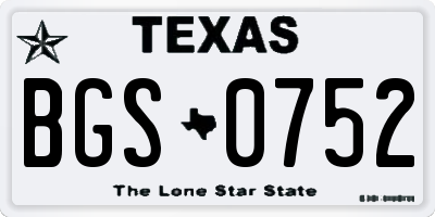 TX license plate BGS0752