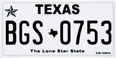 TX license plate BGS0753