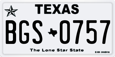 TX license plate BGS0757