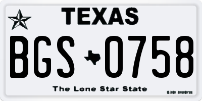 TX license plate BGS0758