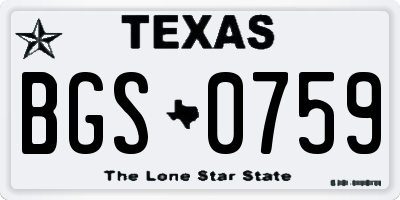 TX license plate BGS0759