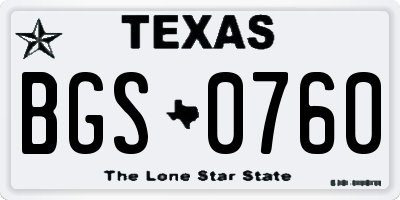 TX license plate BGS0760