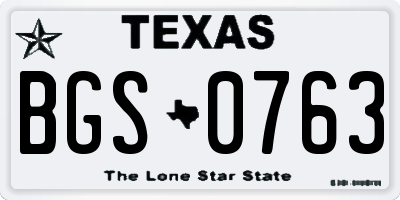 TX license plate BGS0763