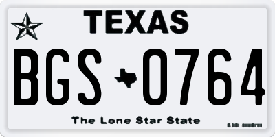 TX license plate BGS0764