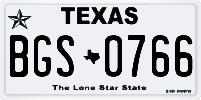 TX license plate BGS0766