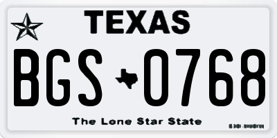 TX license plate BGS0768