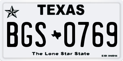 TX license plate BGS0769