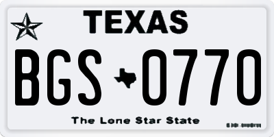 TX license plate BGS0770