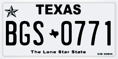 TX license plate BGS0771