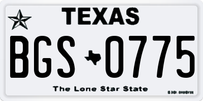TX license plate BGS0775