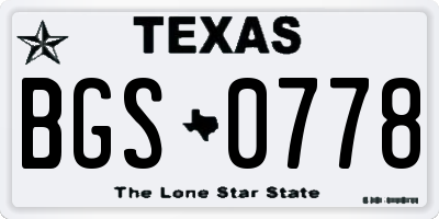 TX license plate BGS0778