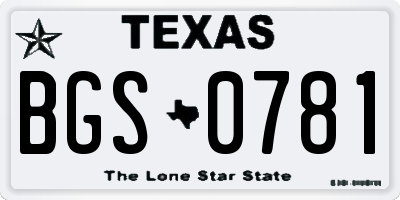 TX license plate BGS0781