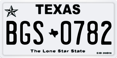 TX license plate BGS0782