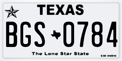 TX license plate BGS0784