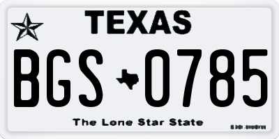 TX license plate BGS0785