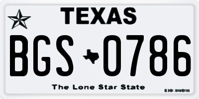 TX license plate BGS0786