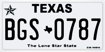 TX license plate BGS0787