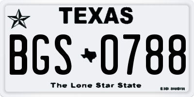 TX license plate BGS0788
