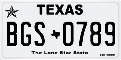 TX license plate BGS0789