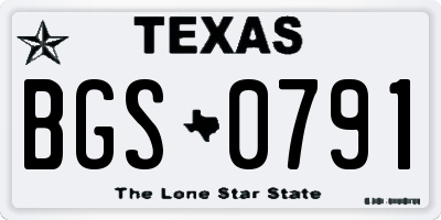 TX license plate BGS0791