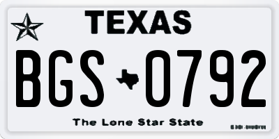 TX license plate BGS0792