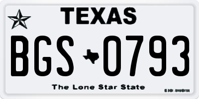 TX license plate BGS0793