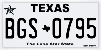 TX license plate BGS0795