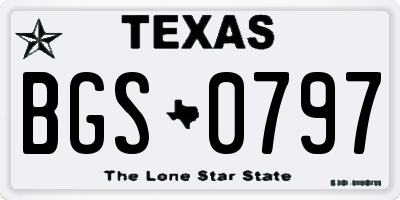 TX license plate BGS0797