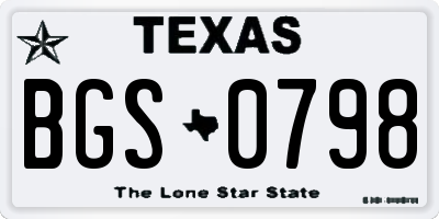 TX license plate BGS0798