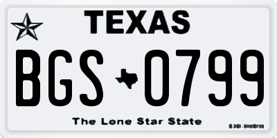 TX license plate BGS0799