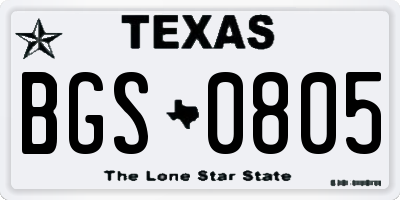 TX license plate BGS0805