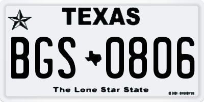 TX license plate BGS0806