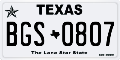 TX license plate BGS0807