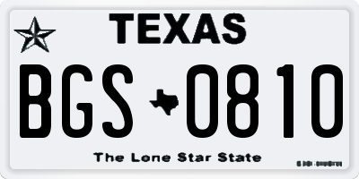 TX license plate BGS0810