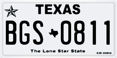 TX license plate BGS0811